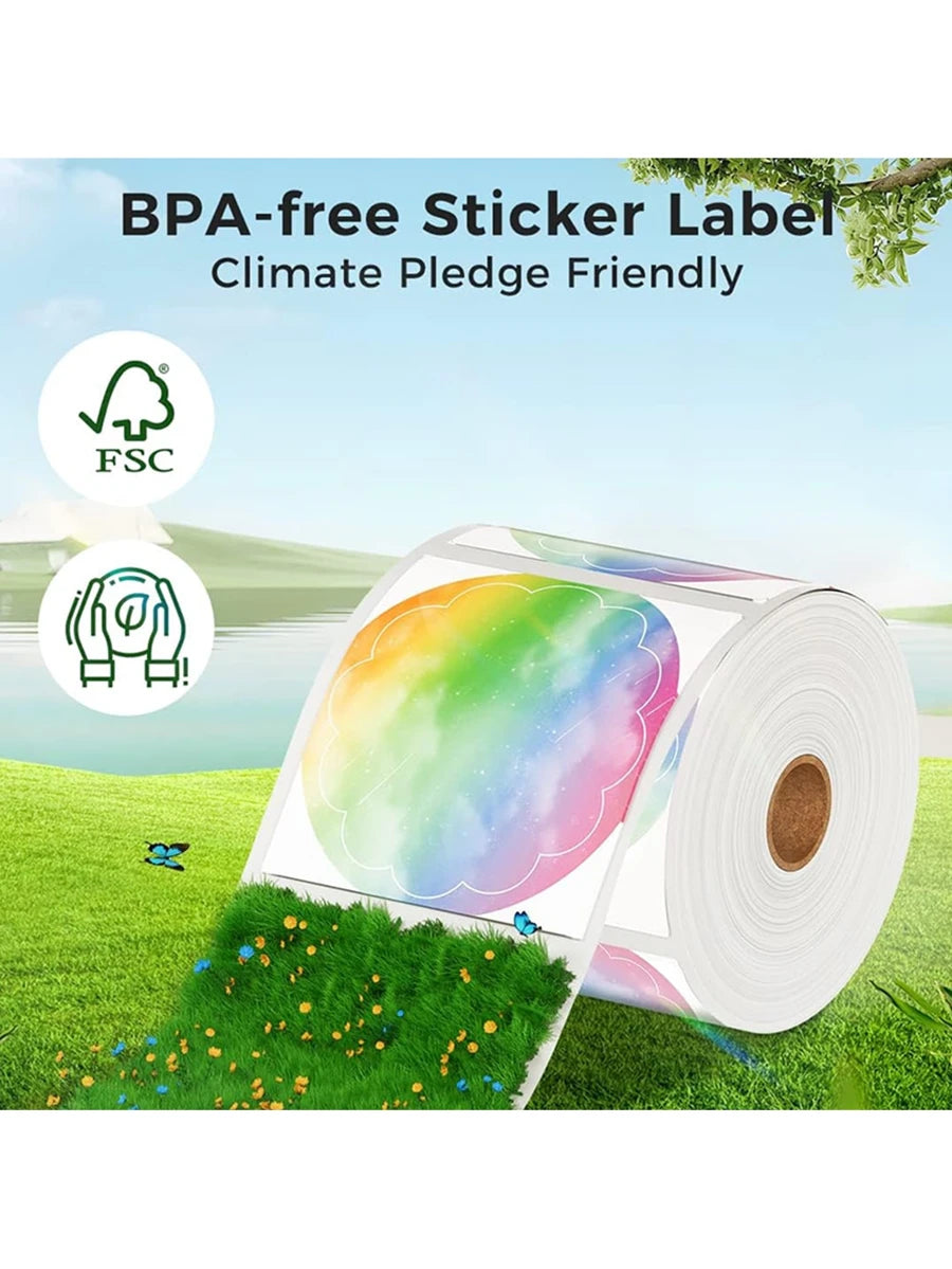 rollo de papel térmico con etiquetas