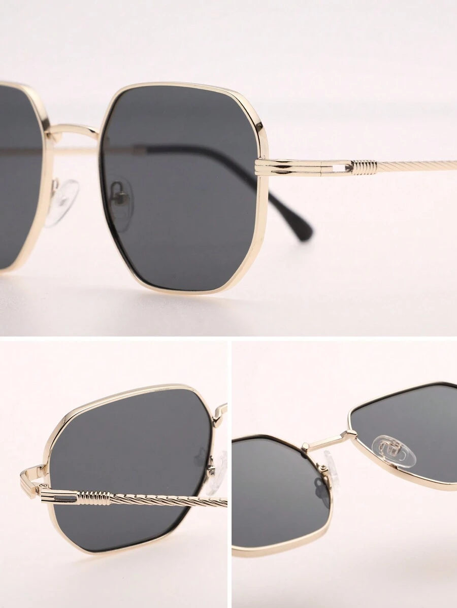 Gafas de moda metálicas y geométricas