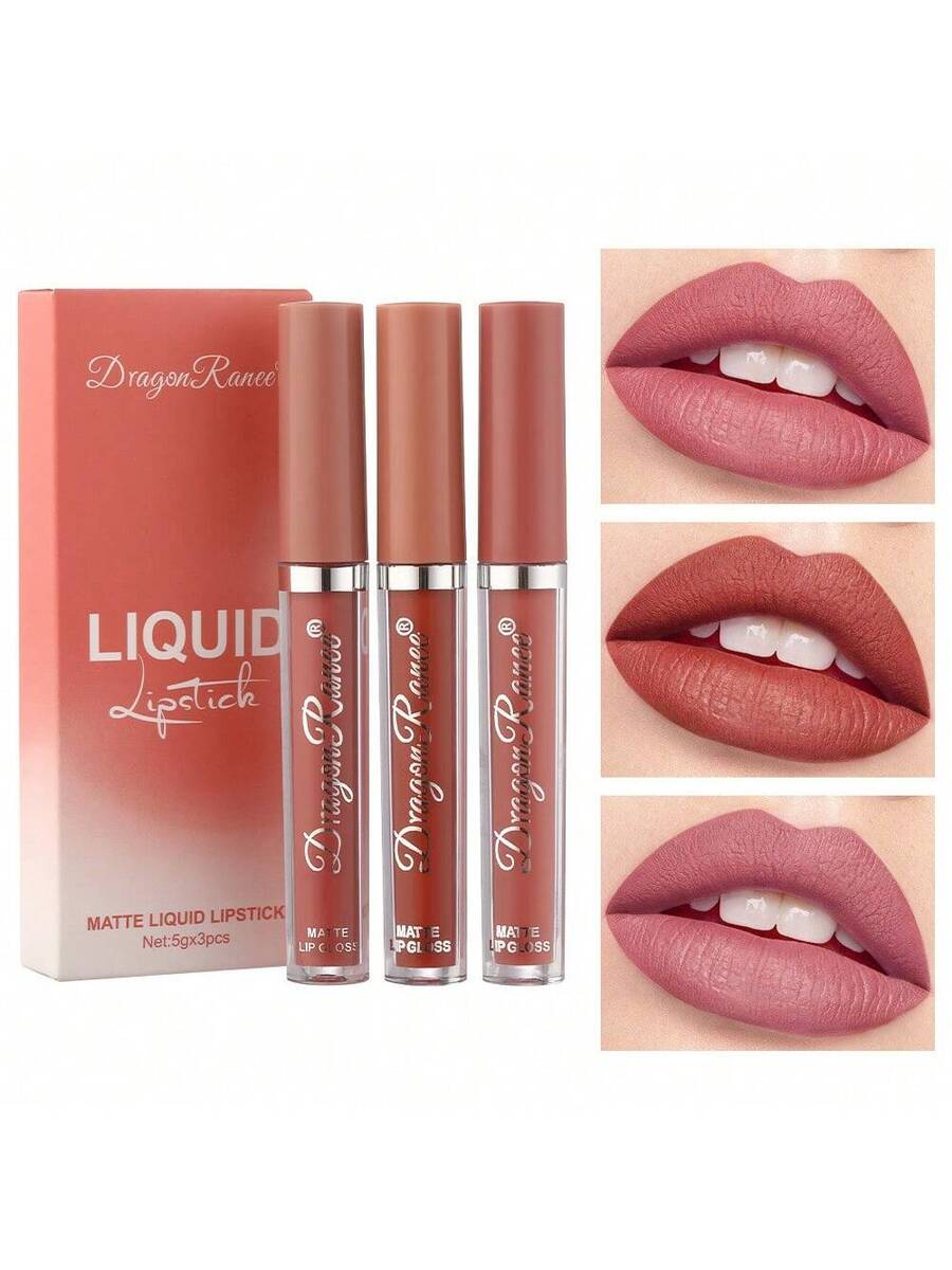 Juego de brillo de labios mate de 3 piezas