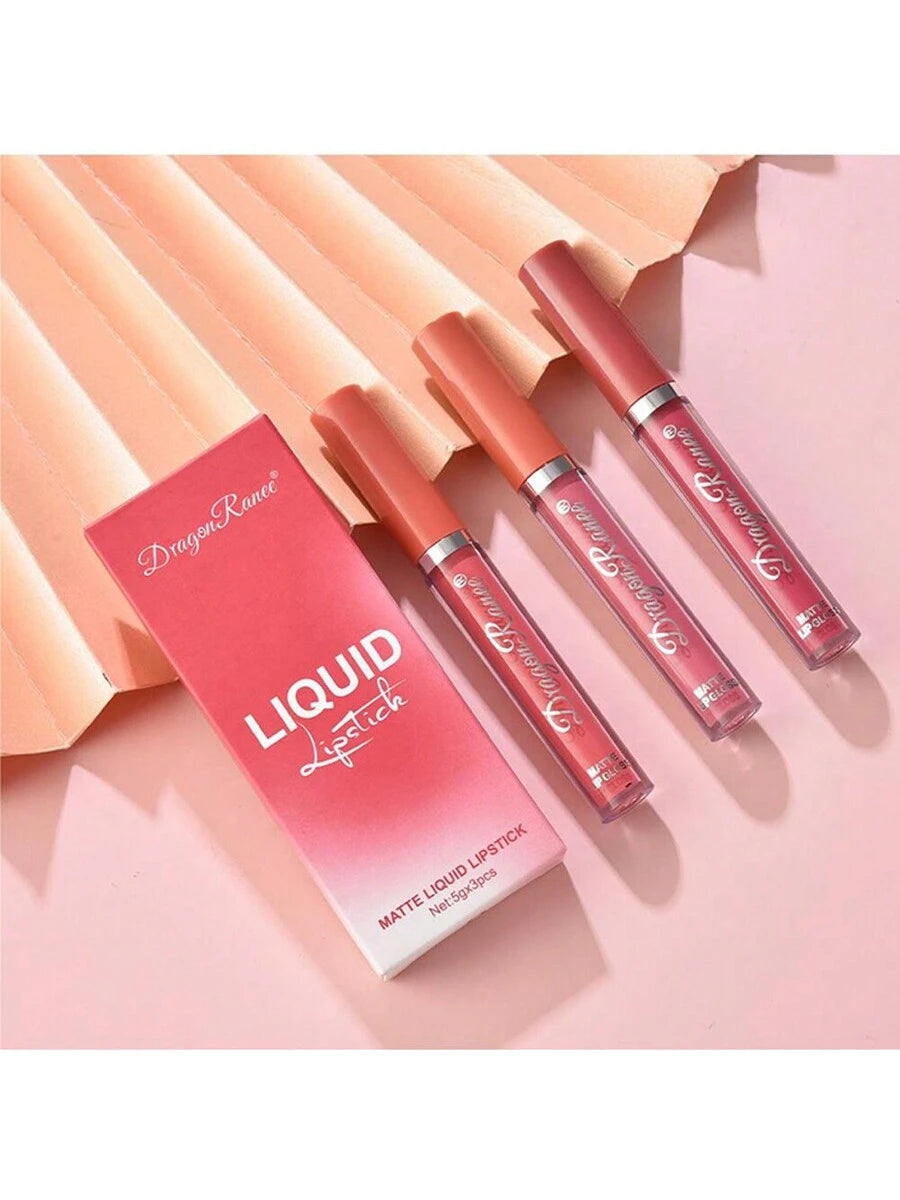 Juego de brillo de labios mate de 3 piezas