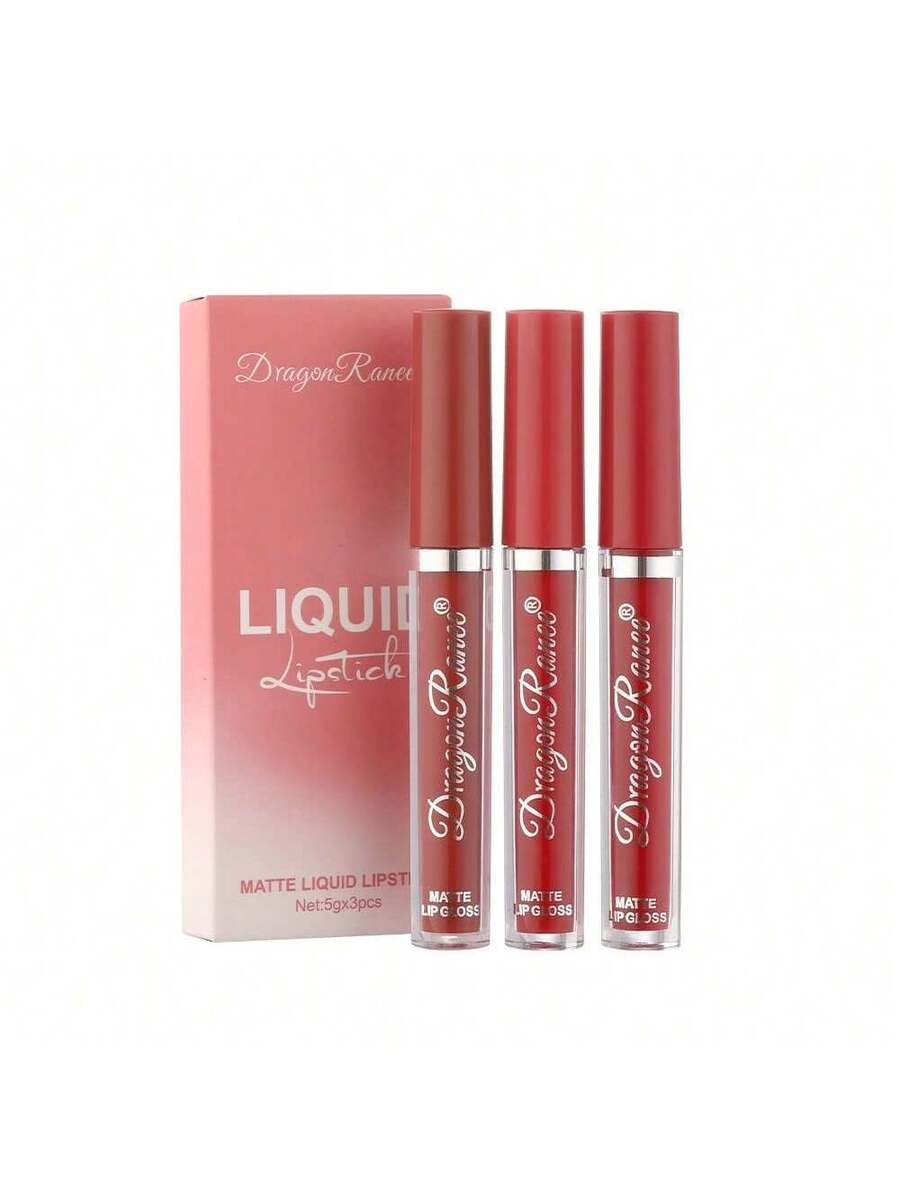 Juego de brillo de labios mate de 3 piezas
