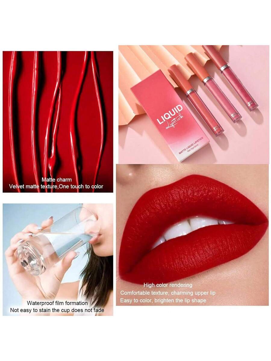 Juego de brillo de labios mate de 3 piezas