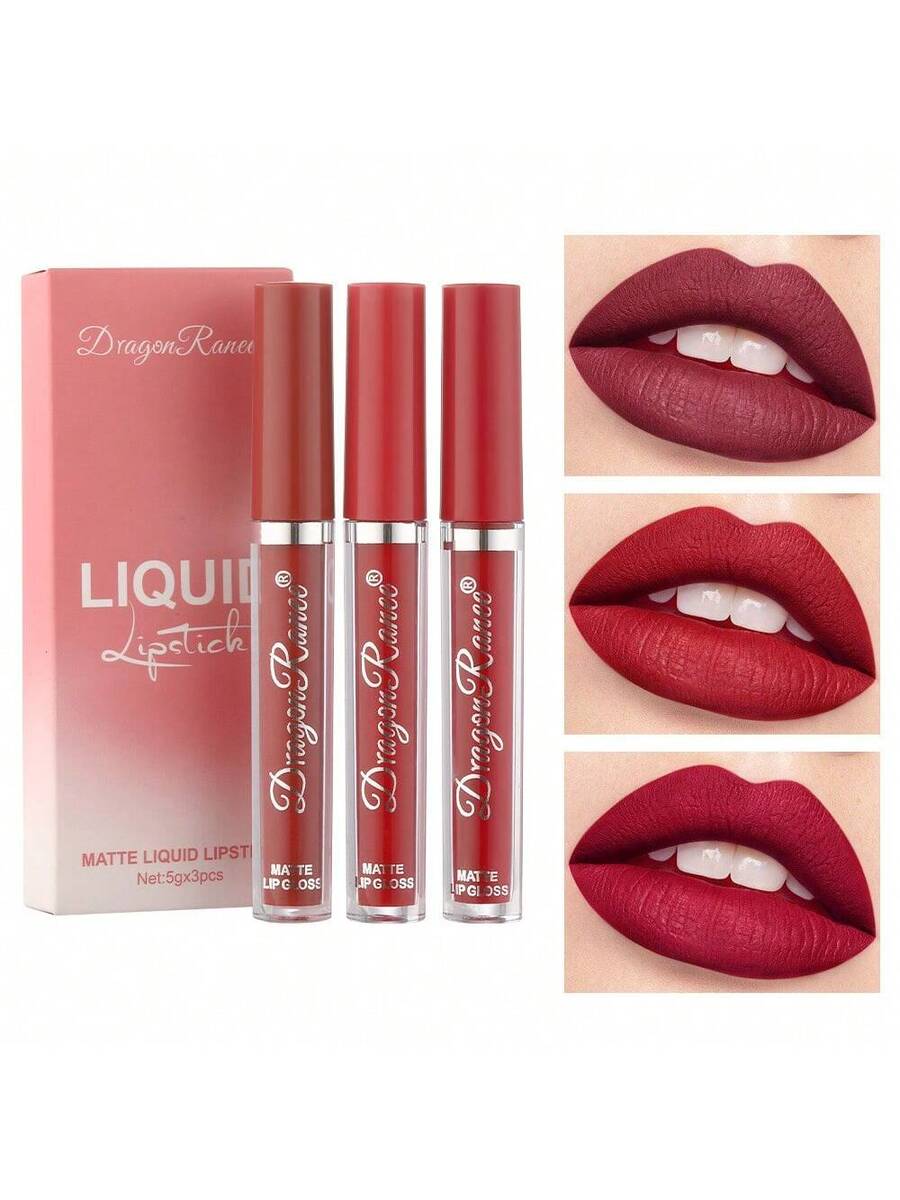 Juego de brillo de labios mate de 3 piezas