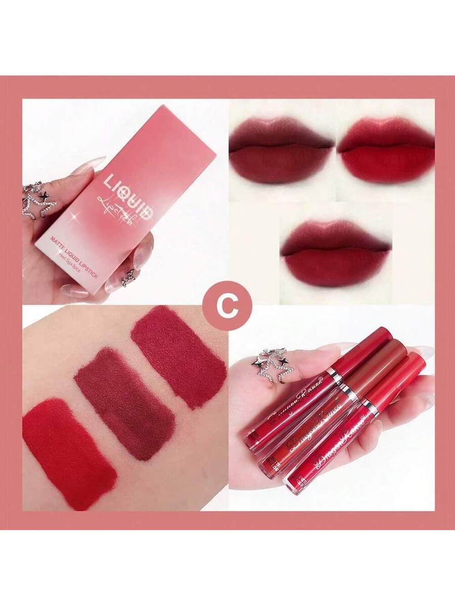 Juego de brillo de labios mate de 3 piezas