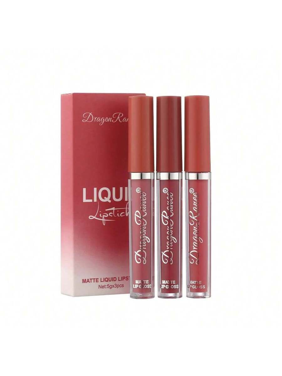 Juego de brillo de labios mate de 3 piezas