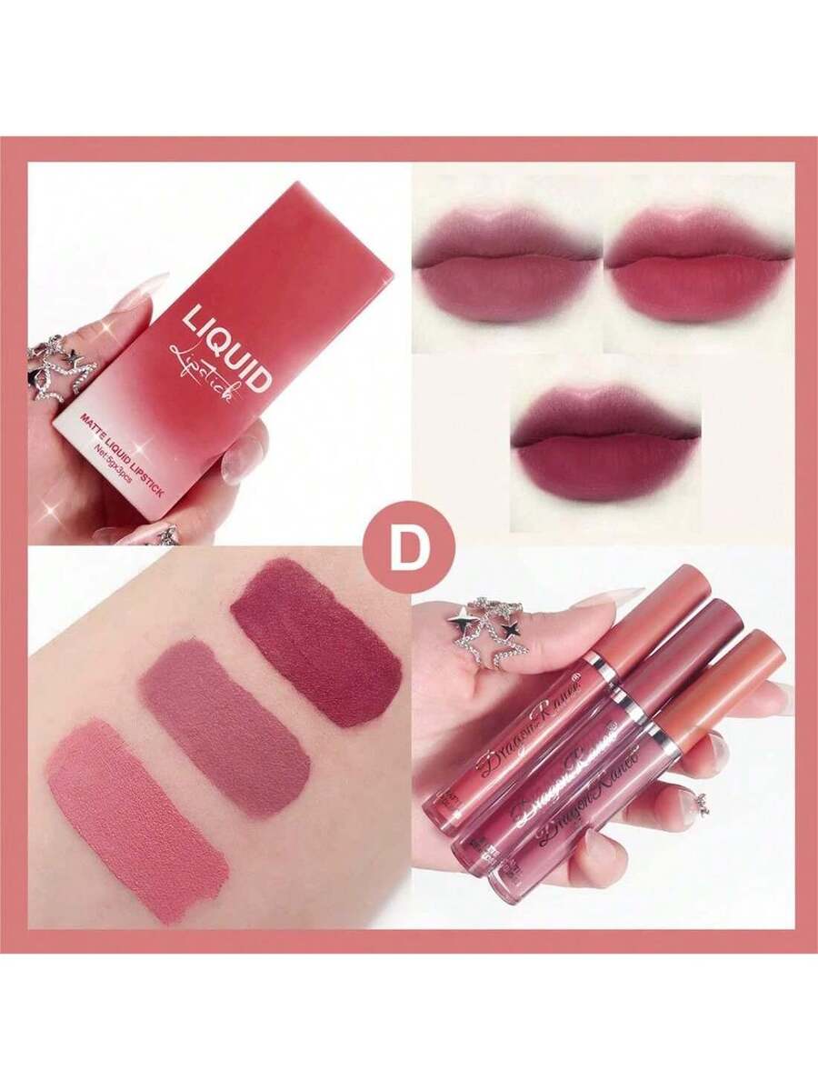 Juego de brillo de labios mate de 3 piezas