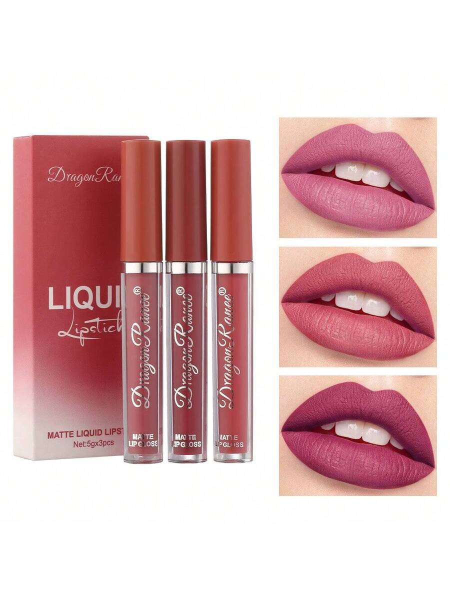 Juego de brillo de labios mate de 3 piezas