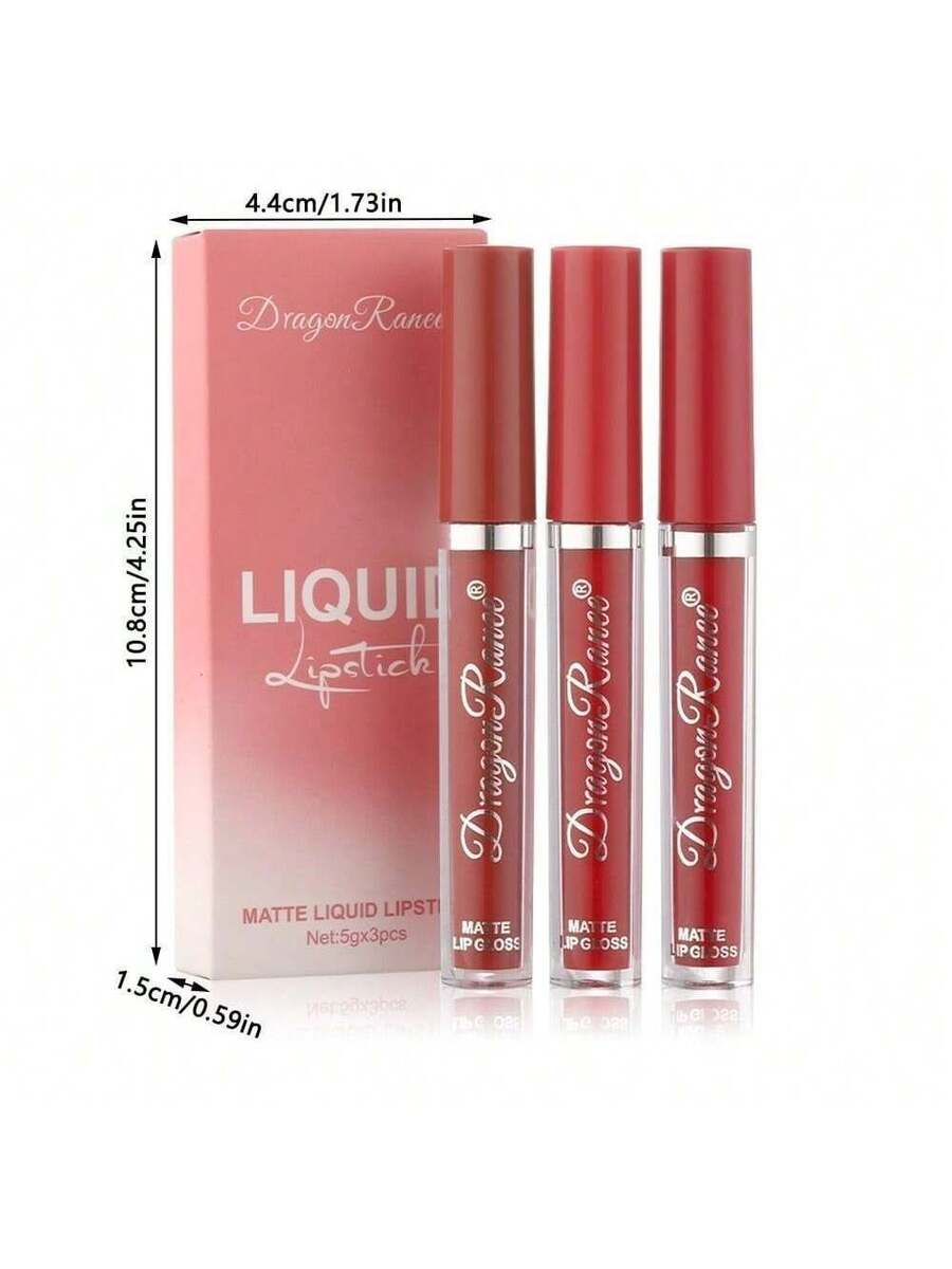 Juego de brillo de labios mate de 3 piezas