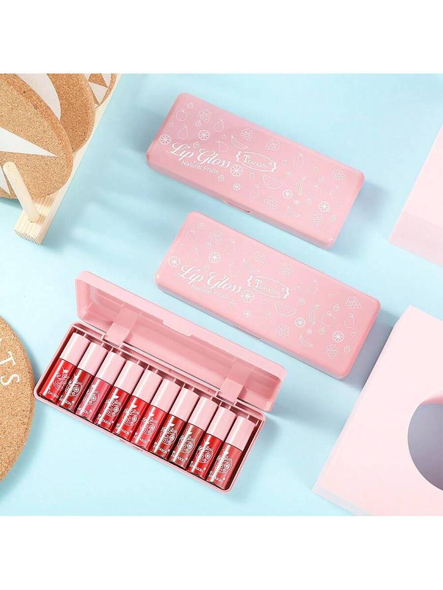 Juego de brillo labial con purpurina de 10 piezas