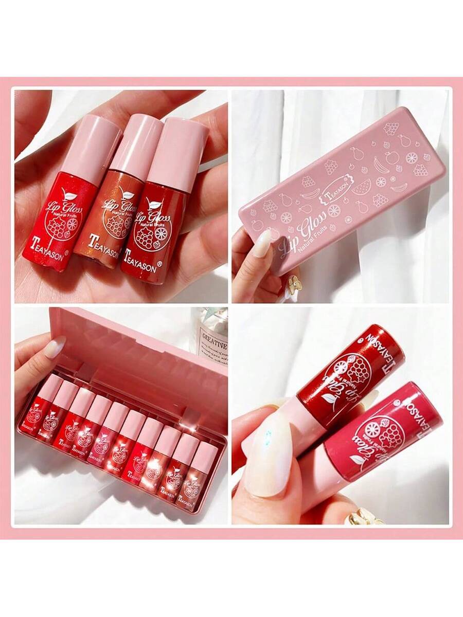 Juego de brillo labial con purpurina de 10 piezas