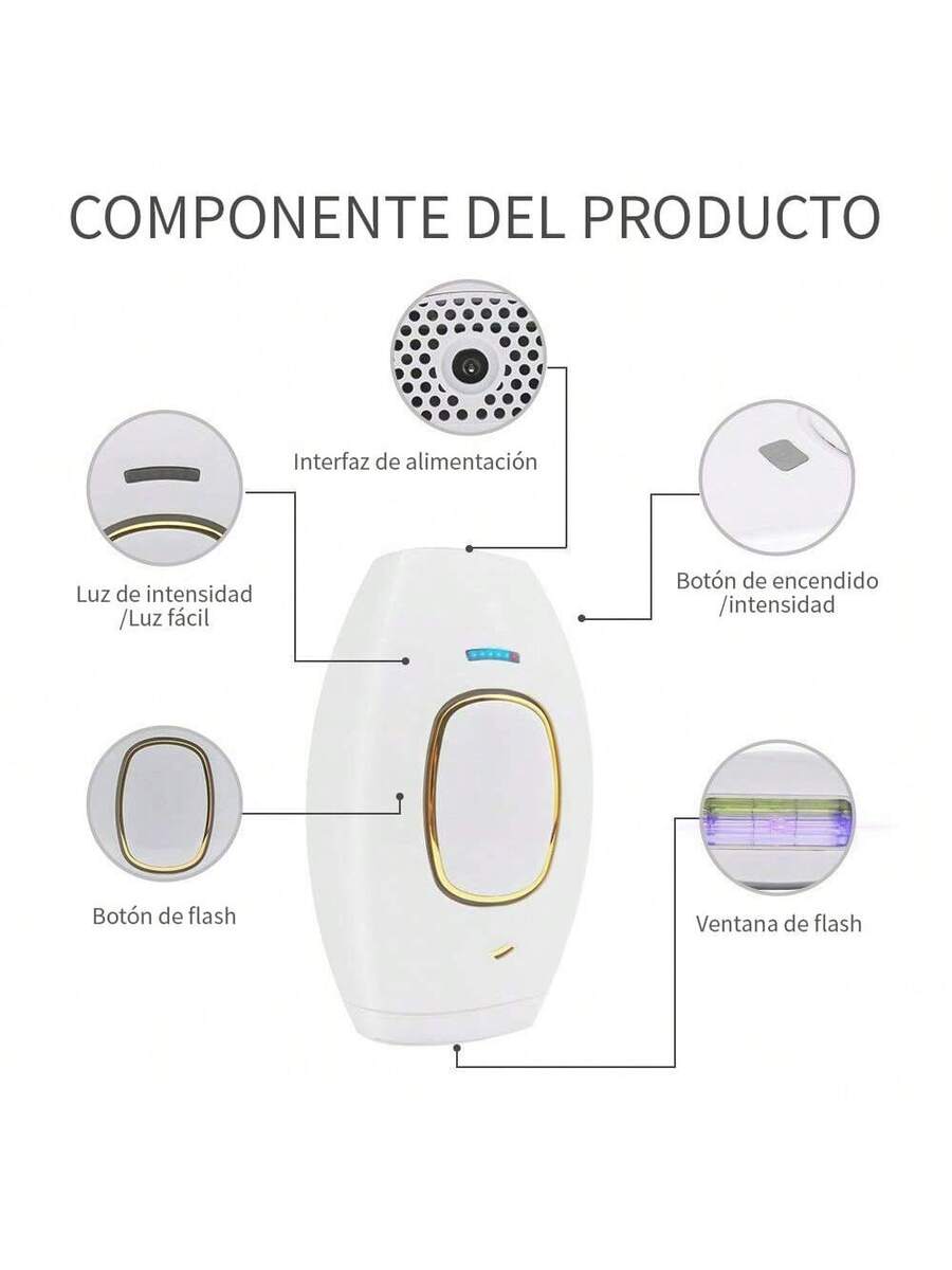 Dispositivo de depilación con luz pulsada láser permanente e indoloro