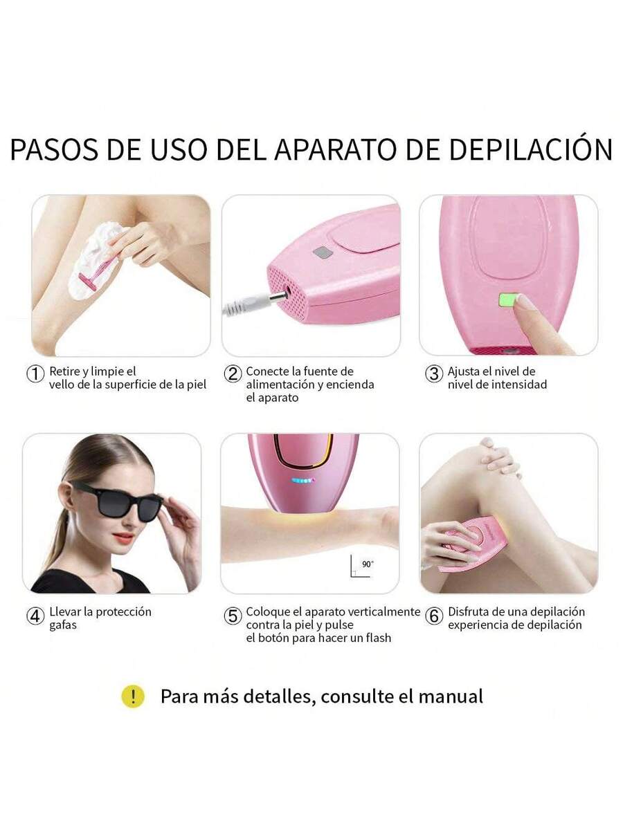 Dispositivo de depilación con luz pulsada láser permanente e indoloro