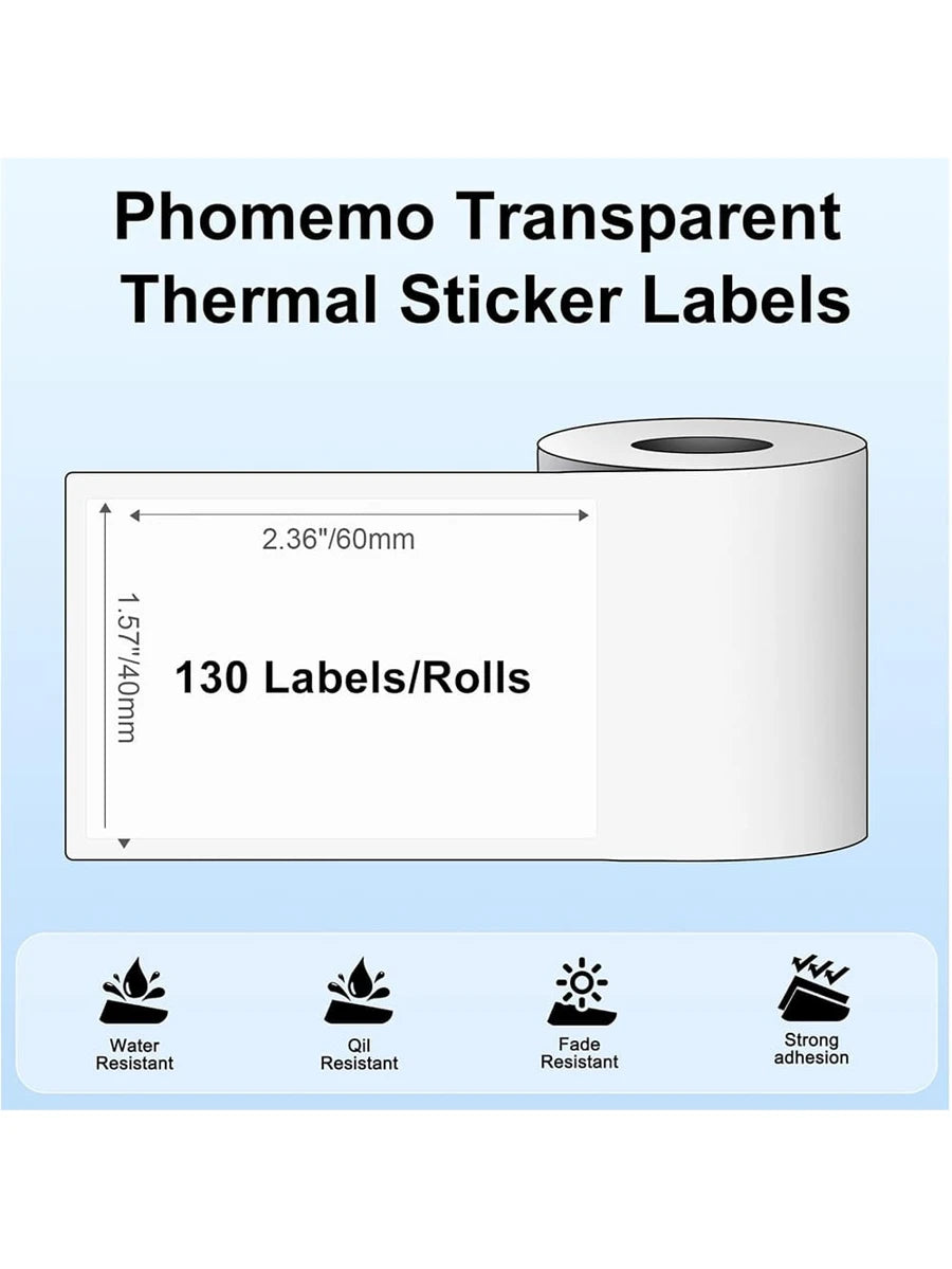 3 rollos de papel térmico transparente Phomemo