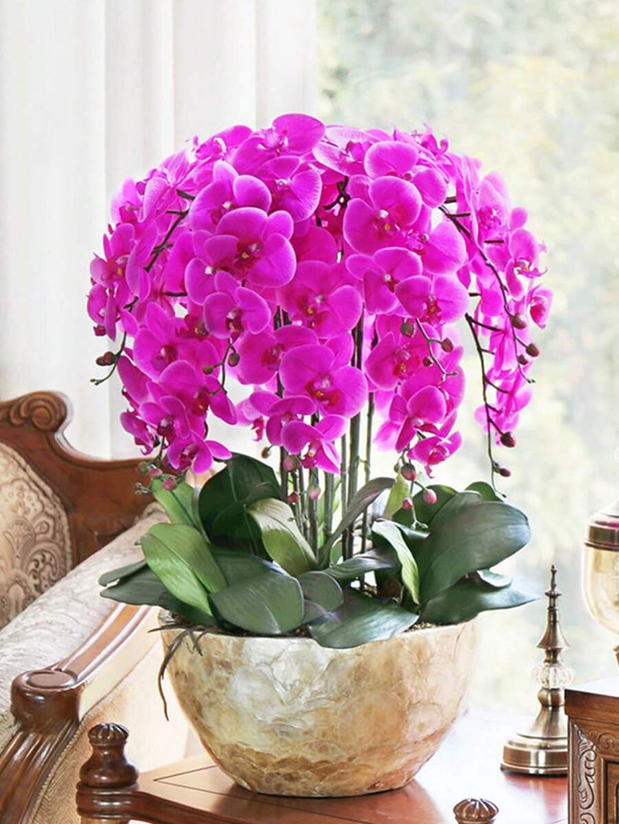 2 Piezas Planta potted con Orquídea simulada de Mariposa