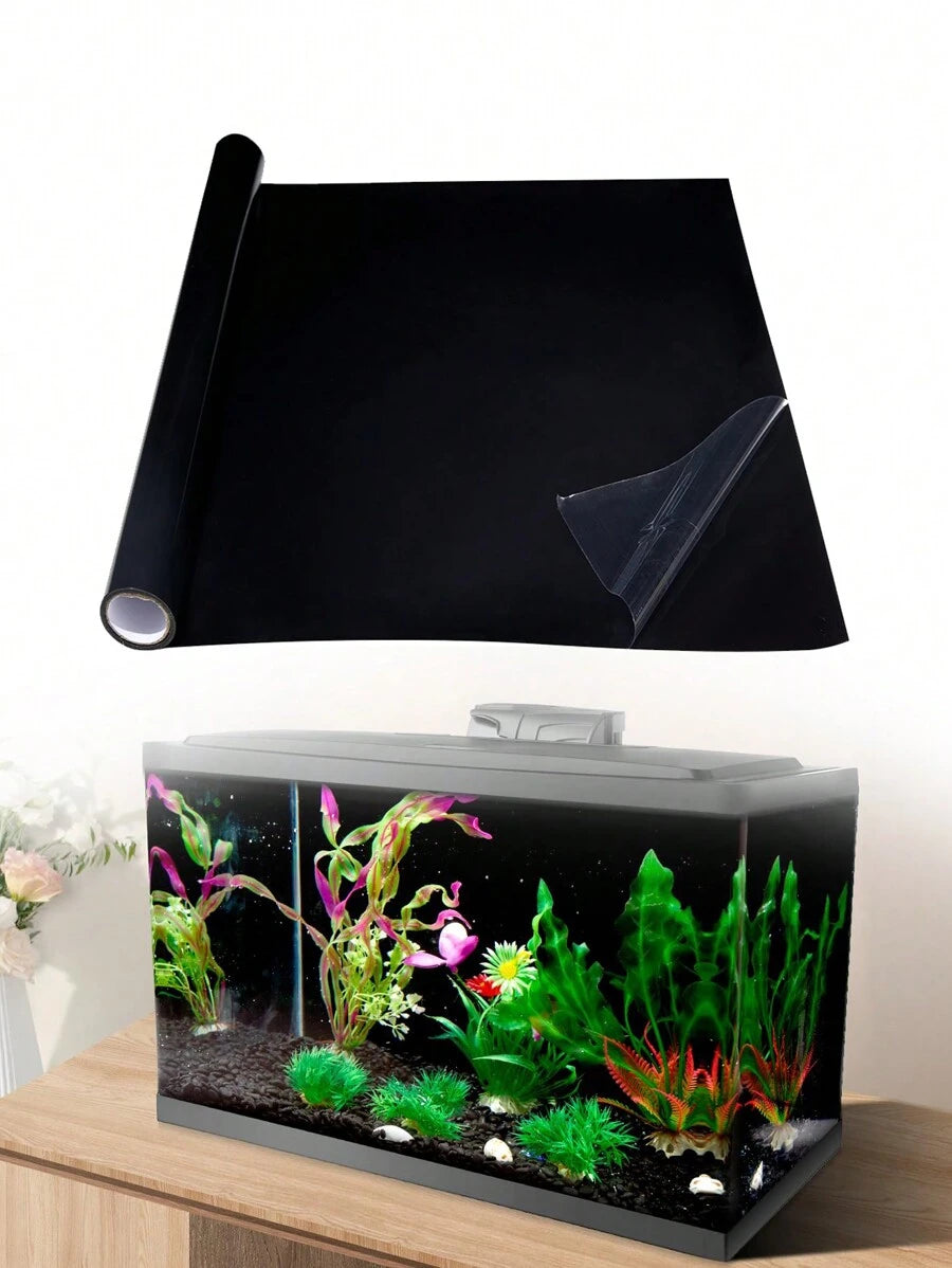 1 pieza Fondo negro para acuario con adhesivo estático, fondo autoadhesivo para pecera, pegatina de vinilo para fondo de acuario, póster de fondo para pecera, decoraciones de papel tapiz para acuario