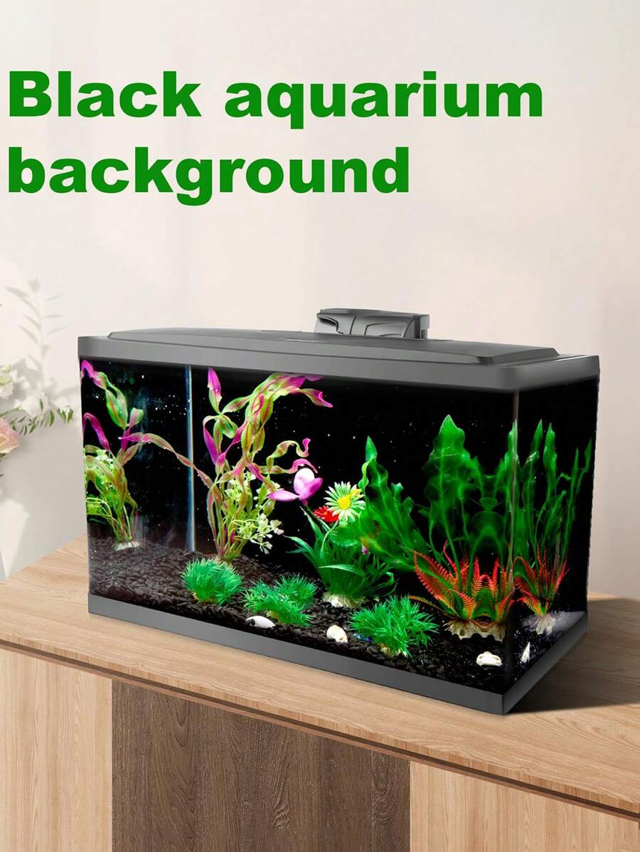 1 pieza Fondo negro para acuario con adhesivo estático, fondo autoadhesivo para pecera, pegatina de vinilo para fondo de acuario, póster de fondo para pecera, decoraciones de papel tapiz para acuario
