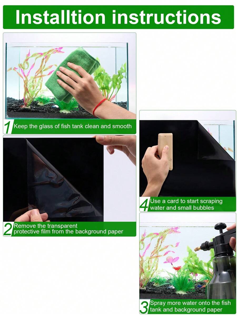 1 pieza Fondo negro para acuario con adhesivo estático, fondo autoadhesivo para pecera, pegatina de vinilo para fondo de acuario, póster de fondo para pecera, decoraciones de papel tapiz para acuario