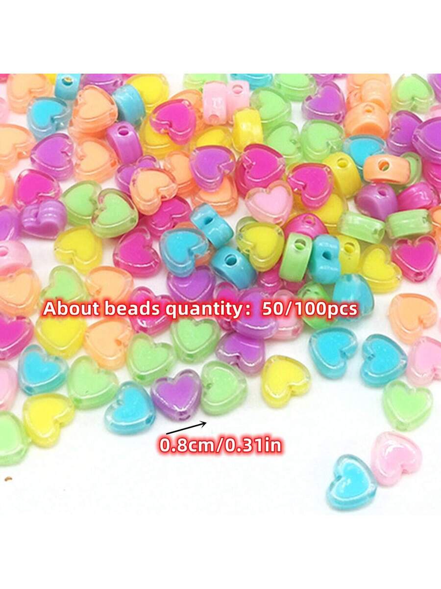 100/50 piezas de cuentas en forma de corazón