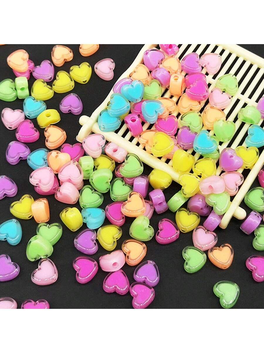 100/50 piezas de cuentas en forma de corazón