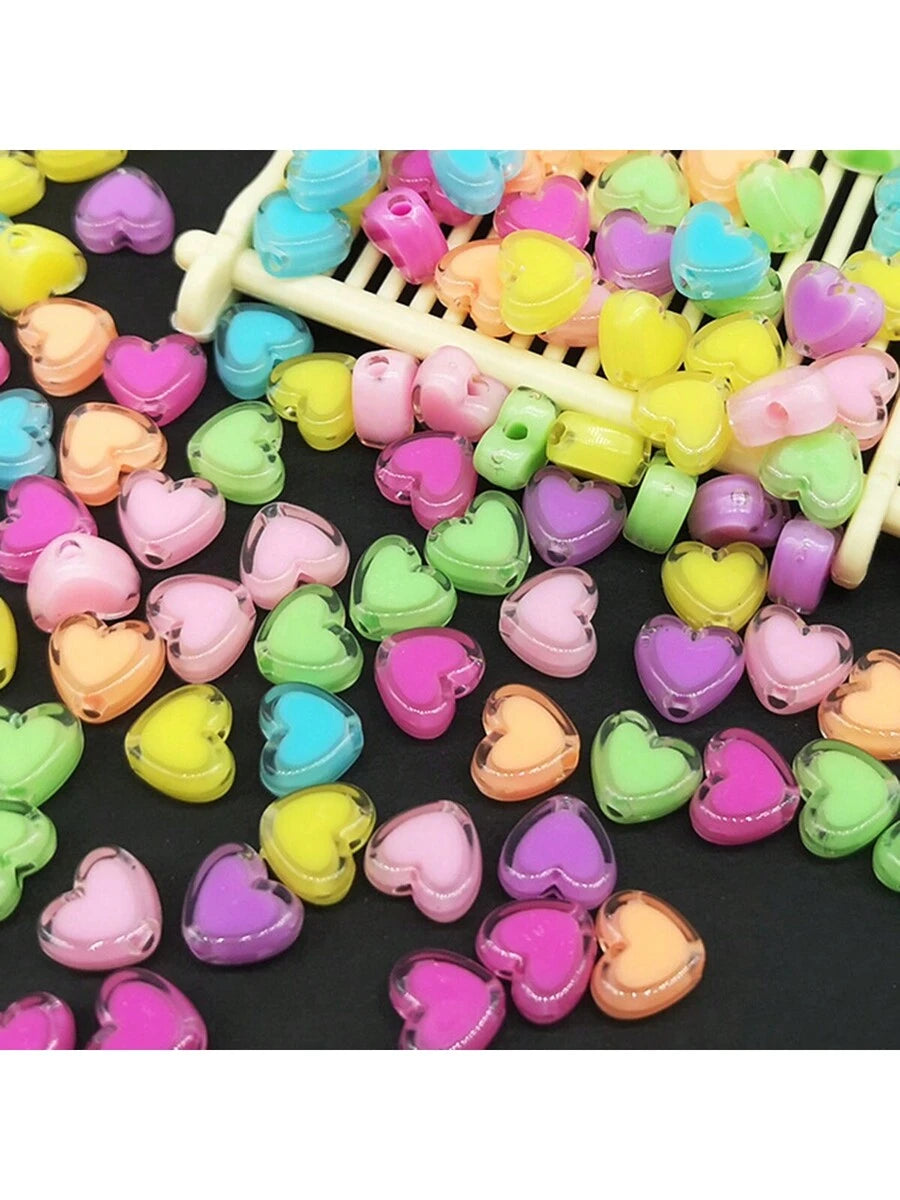 100/50 piezas de cuentas en forma de corazón