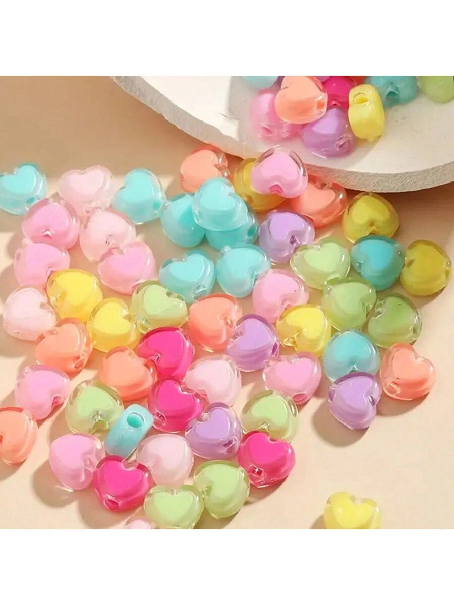 100/50 piezas de cuentas en forma de corazón