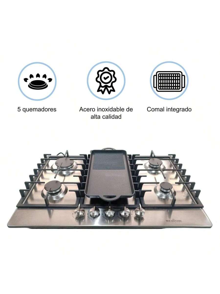 Estufa Parrilla 5 Quemadores Acero Shorbull Comal Incluido