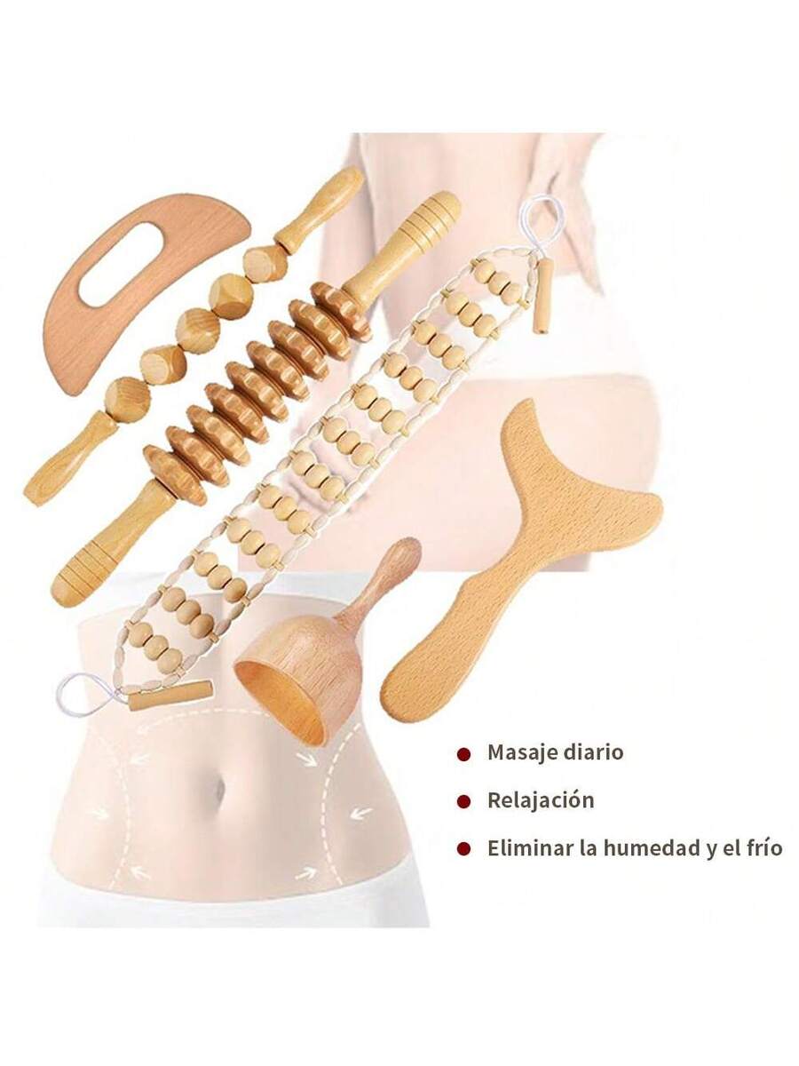 6 En 1Herramientas De Madera De Terapia Masaje