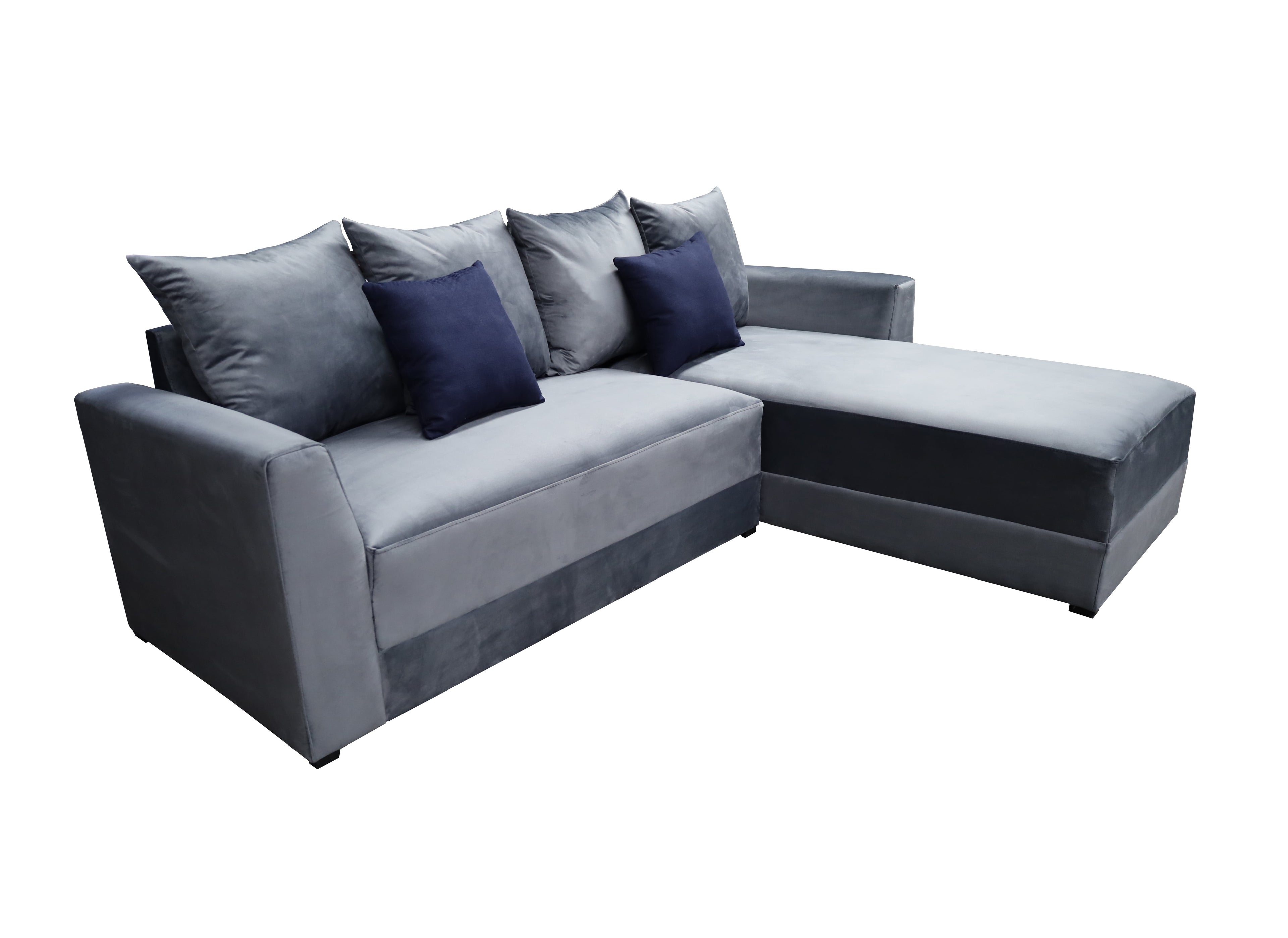 Sala esquinera El Bazar Store modelo Samso terciopelo gris Oxford 240x180 cm