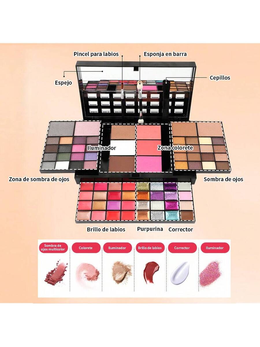 Paleta de sombras de ojos de 74 colores
