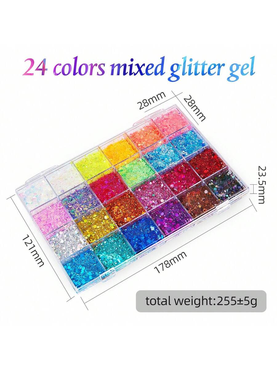Paleta de maquillaje en gel con purpurina de 24 colores
