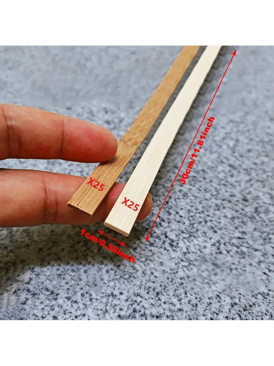 50 piezas Tiras de madera de bambú