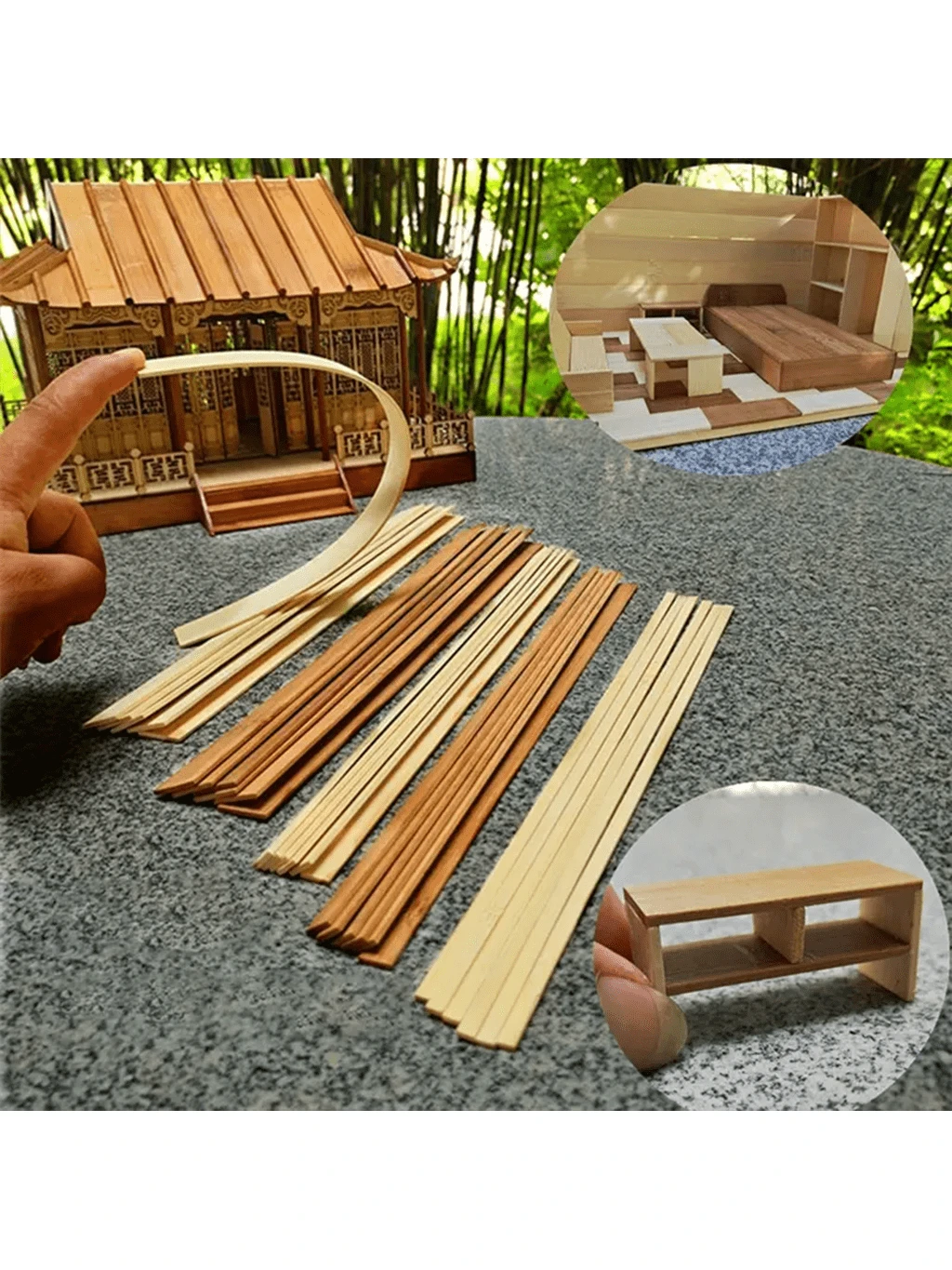 50 piezas Tiras de madera de bambú
