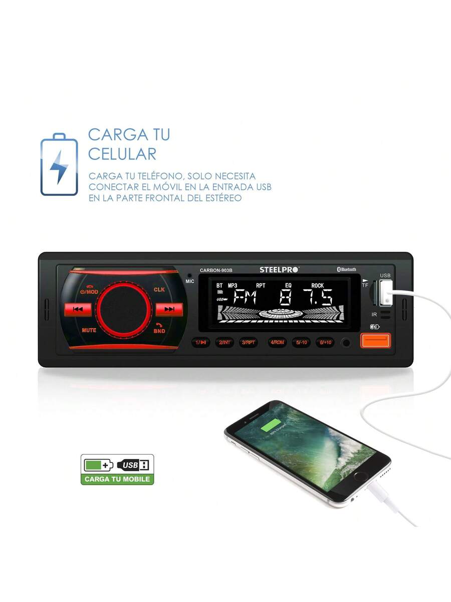 Autoestéreo Bluetooth 1 Din Usb