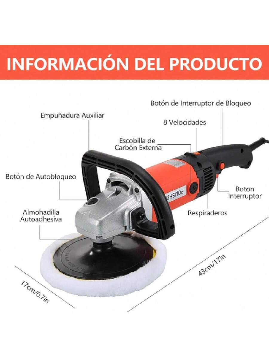 Pulidora para Auto, Kit de Pulidora Eléctrica 1400W