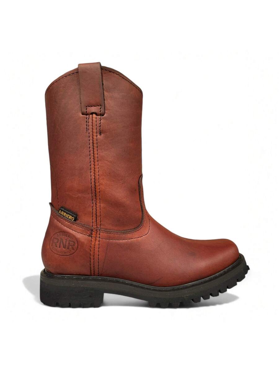 BOTA DE TRABAJO USO RUDO O INDUSTRIAL EN PIEL GENUINA DE ALTA CALIDAD PIEL CORTE VACUNO DE SELECCION CON SUELA TRACTOR EN HULE RESISTENTE