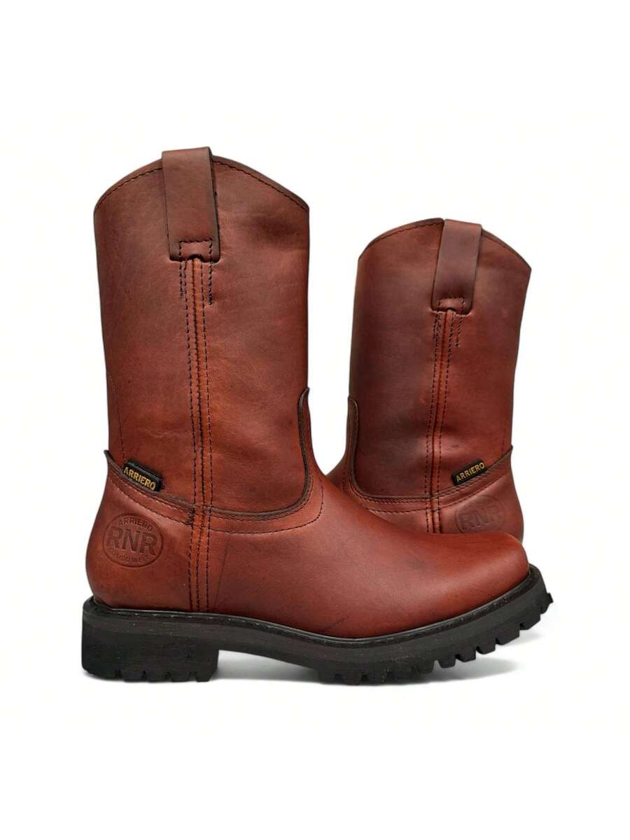 BOTA DE TRABAJO USO RUDO O INDUSTRIAL EN PIEL GENUINA DE ALTA CALIDAD PIEL CORTE VACUNO DE SELECCION CON SUELA TRACTOR EN HULE RESISTENTE