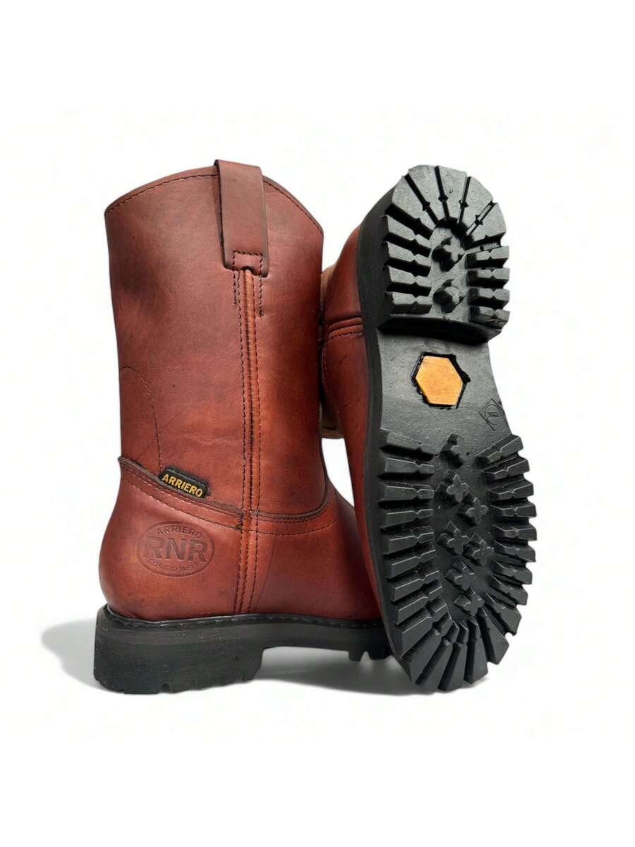 BOTA DE TRABAJO USO RUDO O INDUSTRIAL EN PIEL GENUINA DE ALTA CALIDAD PIEL CORTE VACUNO DE SELECCION CON SUELA TRACTOR EN HULE RESISTENTE