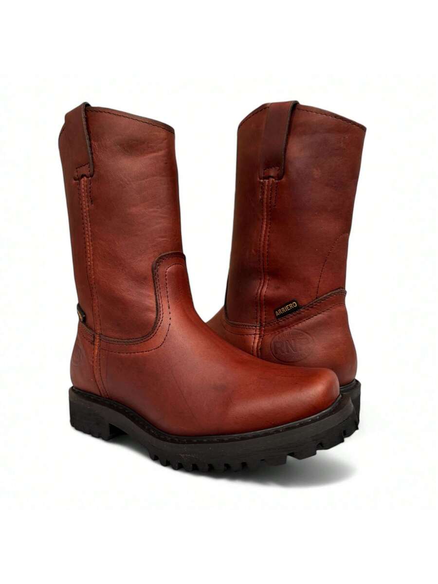 BOTA DE TRABAJO USO RUDO O INDUSTRIAL EN PIEL GENUINA DE ALTA CALIDAD PIEL CORTE VACUNO DE SELECCION CON SUELA TRACTOR EN HULE RESISTENTE