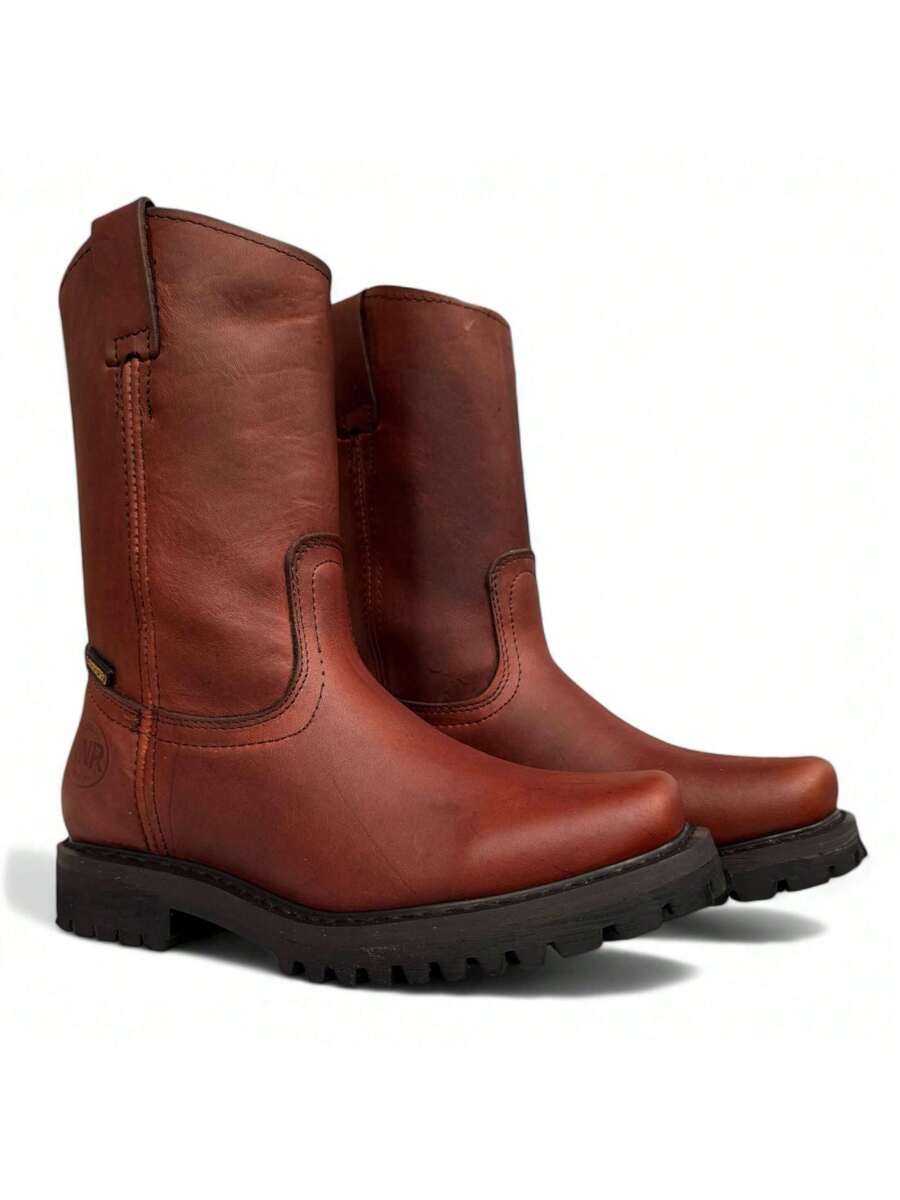 BOTA DE TRABAJO USO RUDO O INDUSTRIAL EN PIEL GENUINA DE ALTA CALIDAD PIEL CORTE VACUNO DE SELECCION CON SUELA TRACTOR EN HULE RESISTENTE