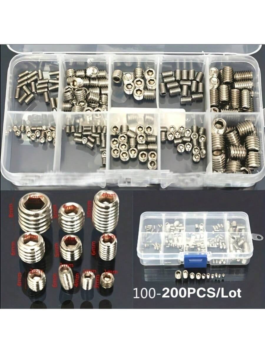 Set de 100-200 piezas de tornillos Allen de acero inoxidable