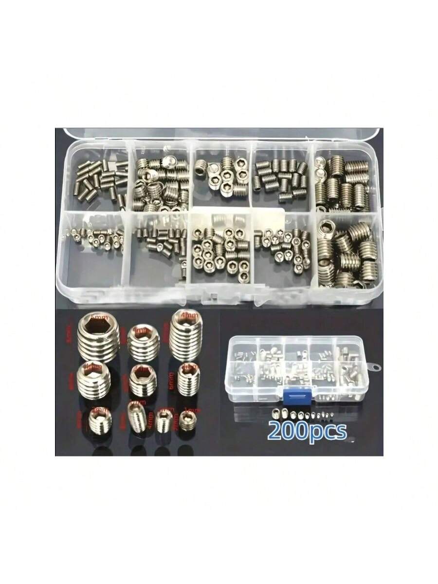 Set de 100-200 piezas de tornillos Allen de acero inoxidable