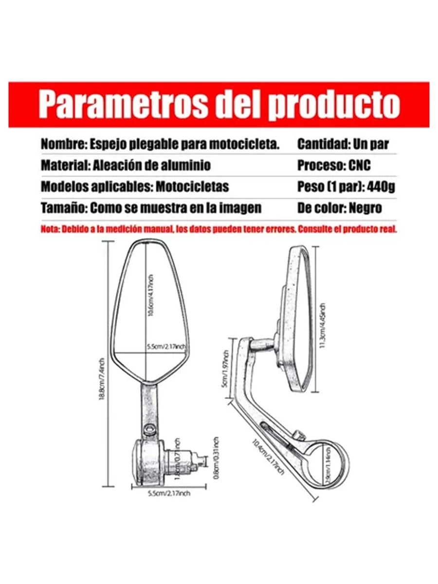 Espejos Moto Deportivos Street Racer Motocicleta Anti-jitter