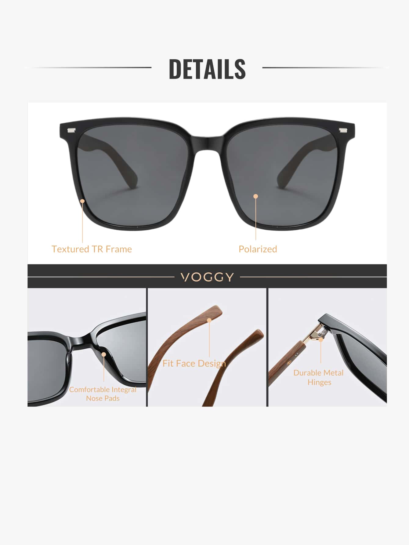 Gafas decorativas VOGGY de metal polarizadas extragrandes