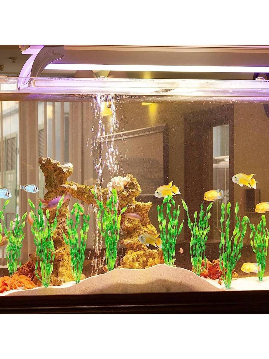 10 piezas de algas marinas artificiales para acuario