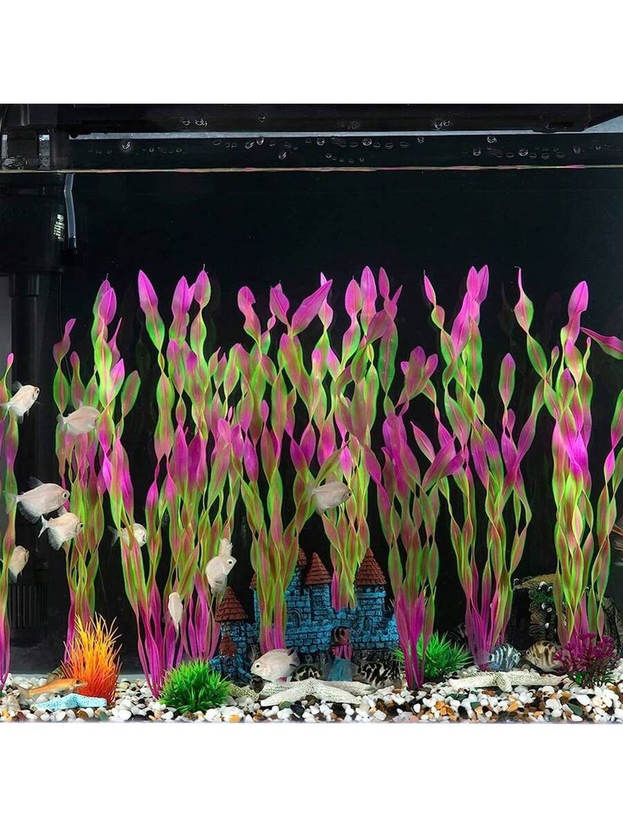10 piezas de algas marinas artificiales para acuario