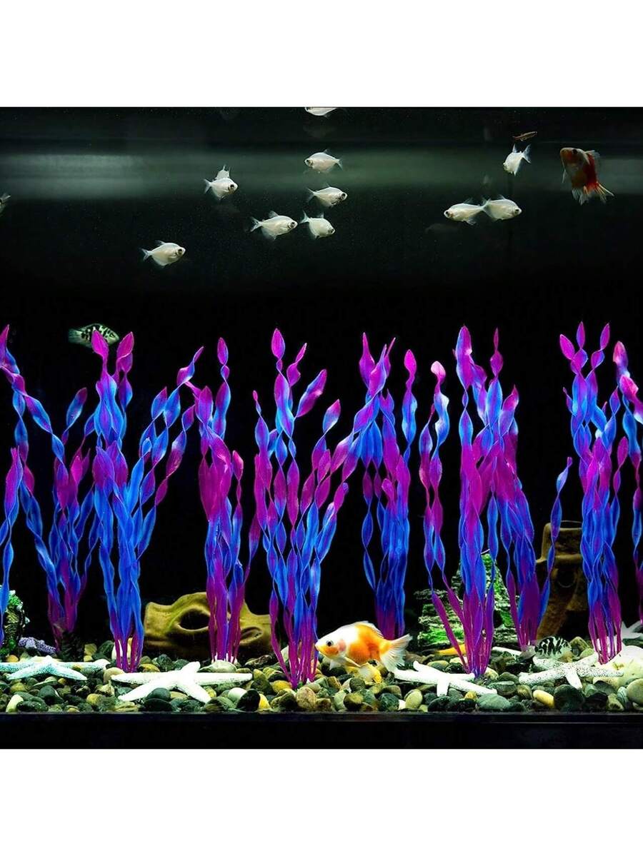10 piezas de algas marinas artificiales para acuario