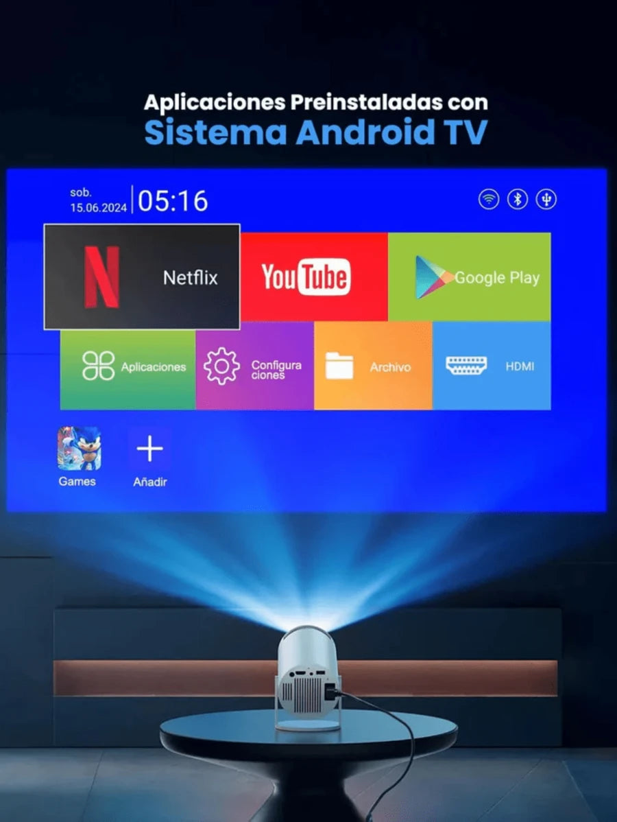 Proyector Multimedia Streaming HD 4K Android