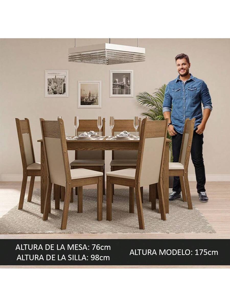 Mesa De Comedor Con 6 Sillas