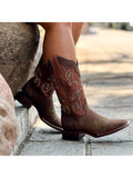 Botas Vaqueras para Mujer Bordadas de Media Pantorrilla
