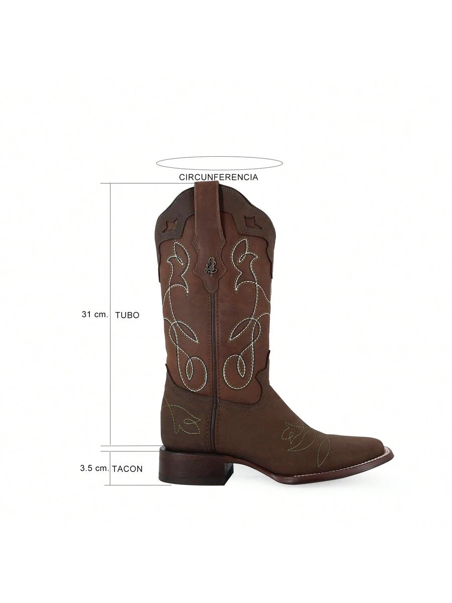 Botas Vaqueras para Mujer Bordadas de Media Pantorrilla